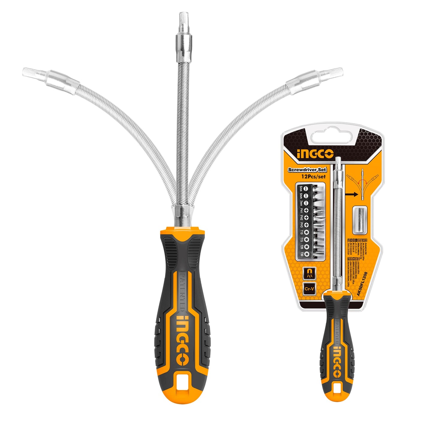 Destornillador de Eje Flexible Adaptador Broca 4-6 mm 12 Piezas Ingco