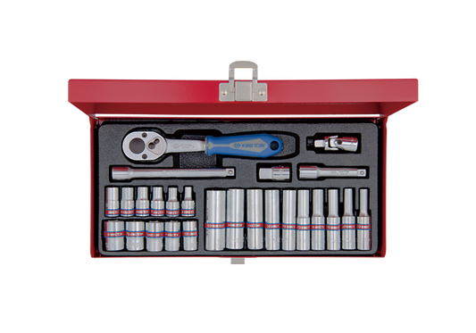 Juego de Socket 1/4" Largo y Corto 5/32"-1/2" 6 Puntas 26 Piezas King Tony