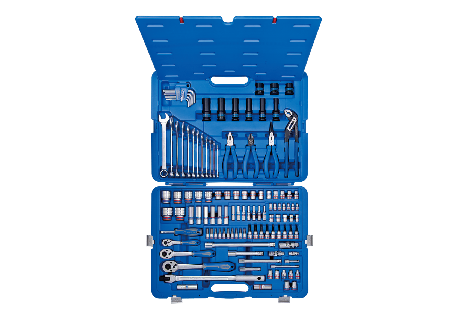 Juego de Socket 6Pt 1/4" + 3/8" + 1/2" y Herramientas 119 Piezas King Tony