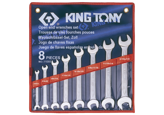 Juego de Llave Abierta 8 Piezas 1/4"-7/8" (1108SR) King Tony