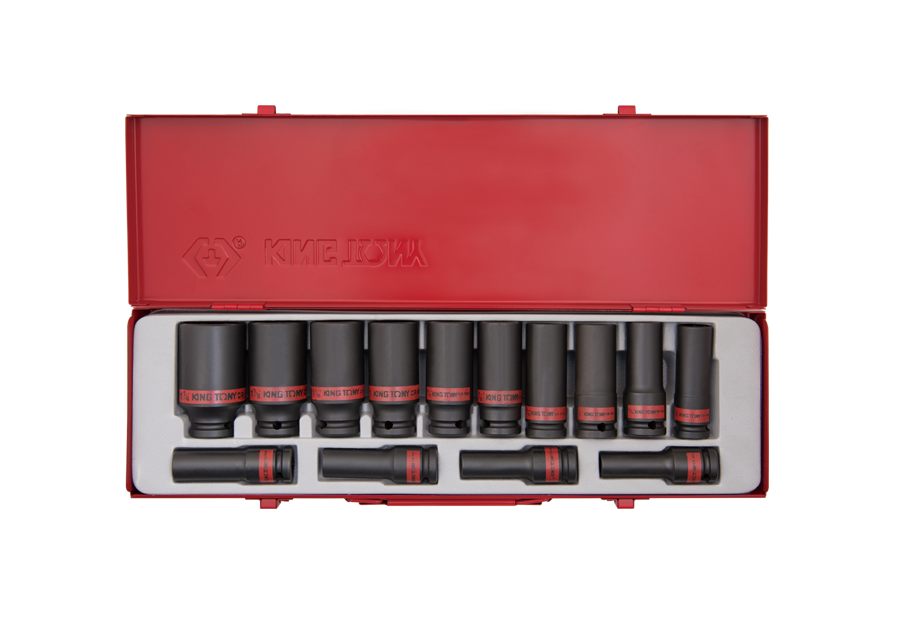 Juego de Socket Impacto Largo 1/2" 3/8"-1-1/4" 14 Piezas King Tony