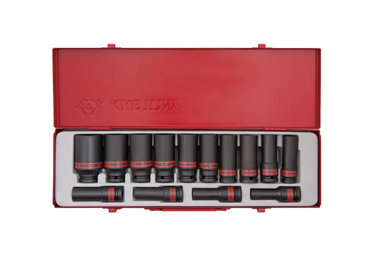 Juego de Socket Impacto Largo 1/2" 3/8"-1-1/4" 14 Piezas King Tony