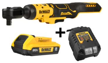 Ratchet 1/2" 20 V 70 ft-lbs Atomic + 1 Batería 2 AMP DCB203 + Cargador DCB1102 DeWalt
