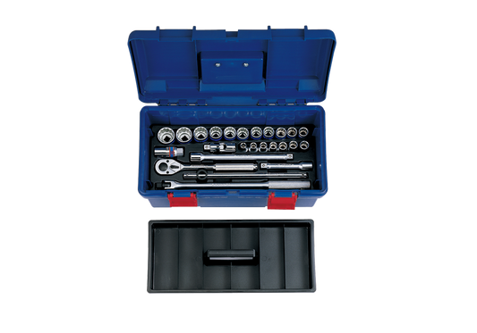 Caja de Herramientas Plástica 17" 10-32 mm 12 Puntas 25 Piezas 1/2" 10-32 mm 12 Puntas 25 Piezas King Tony