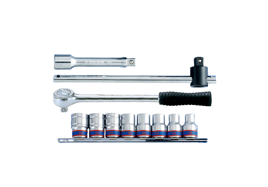 Juego de Socket 1/2" 10-19 mm 6 Puntas en Riel 11 Piezas King Tony