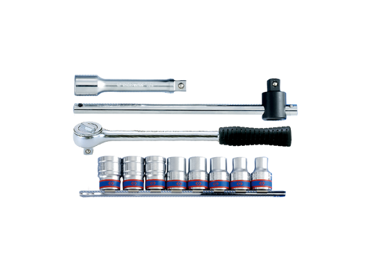 Juego de Socket 1/2" 10-19 mm 6 Puntas en Riel 11 Piezas King Tony