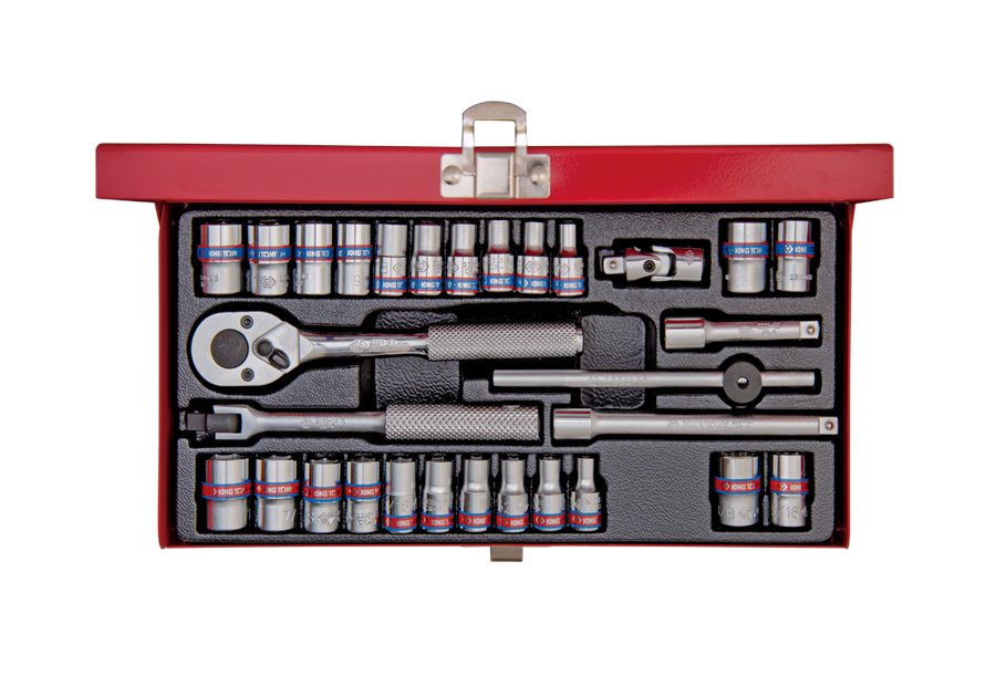 Juego de Socket 1/4" 4-12 mm 5/32"-1/2" 6 Puntas 30 Piezas King Tony