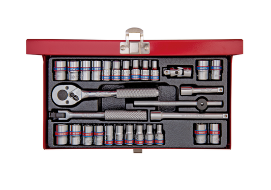 Juego de Socket 1/4" 4-12 mm 5/32"-1/2" 6 Puntas 30 Piezas King Tony