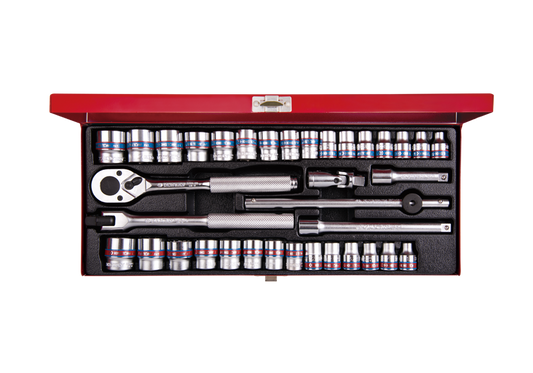 Juego de Socket 3/8" 6-22 mm y 1/4"-7/8" 12 Puntas 36 Piezas King Tony