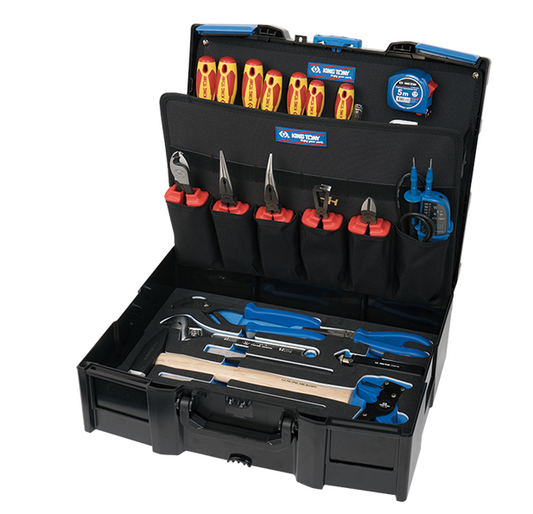 Juego de Caja de Herramientas Aisladas VDE de 37 Piezas Mango Madera King Tony