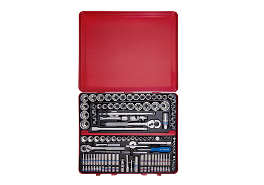 Juego de Socket 1/4" + 3/8" + 1/2" mm y Pulgadas 135 Piezas King Tony