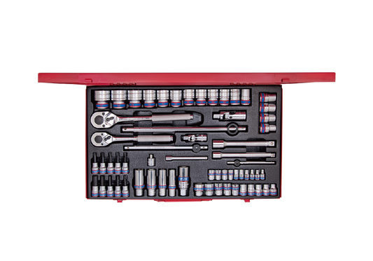 Juego de Socket 1/4" + 3/8" + 1/2" 62 Piezas King Tony