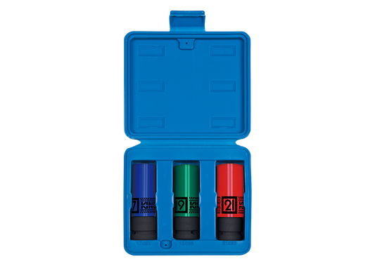 Juego de Socket Hex de Impacto 1/2" Dr. para Ruedas-Tuercas 3 Piezas