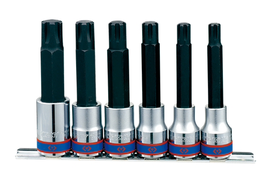 Juego de Socket Punta Ribe Larga 1/2" 9-16 mm 6 Piezas King Tony