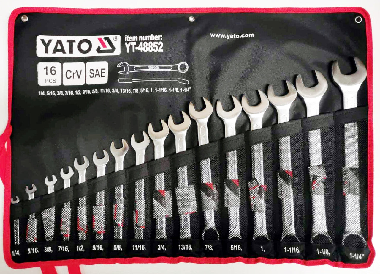 Juego de Llave Combinadas 16 Piezas 1/4 - 1-1/4 Yato