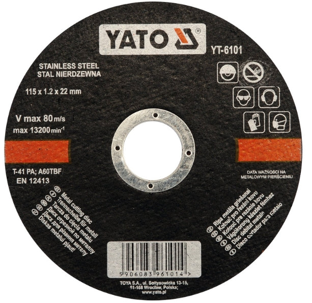 Disco Corte Delgado Inoxidable 4-1/2" x 0.045" x 7/8" Yato