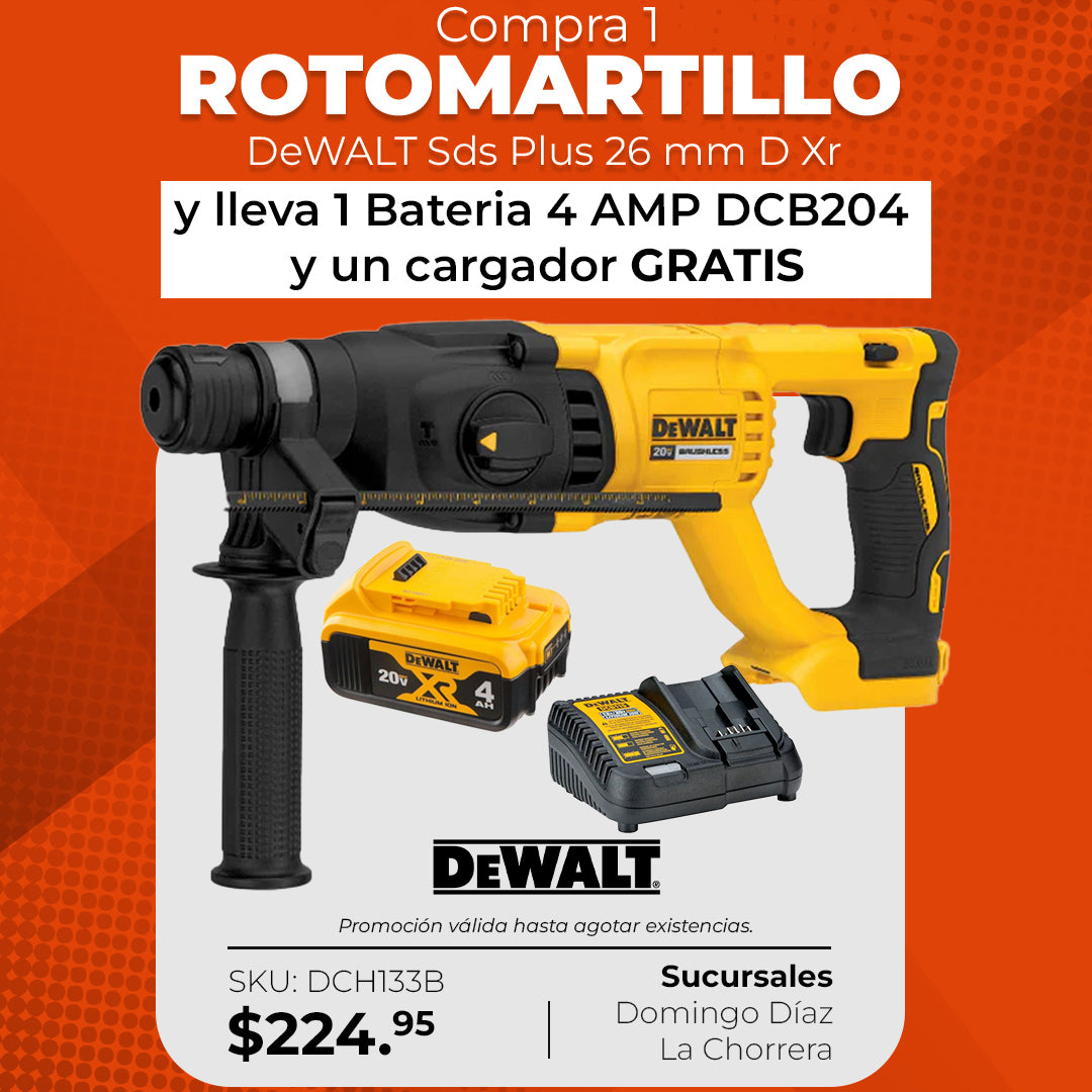 Rotomartillo DeWalt SDS Plus + Batería y Cargador GRATIS