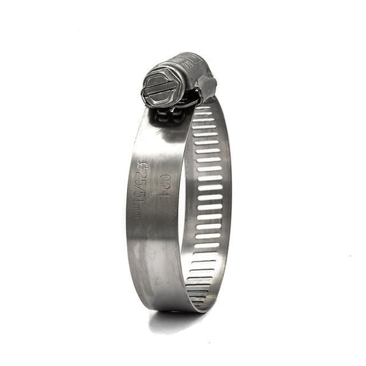 Imagen referencial - Abrazadera TRIDON tipo banda (worm gear). Ver ficha tecnica para el rango de apertura exacto del SKU.