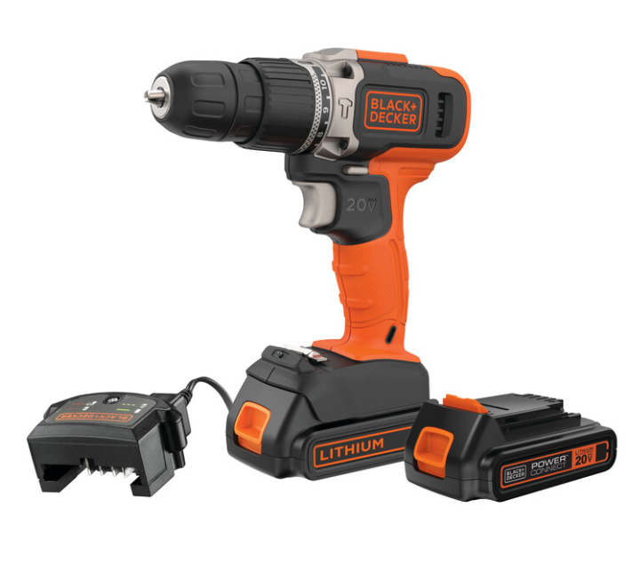 Taladro/Drill Atornillador Impacto 3/8" 20V Batería + Cargador Black & Decker