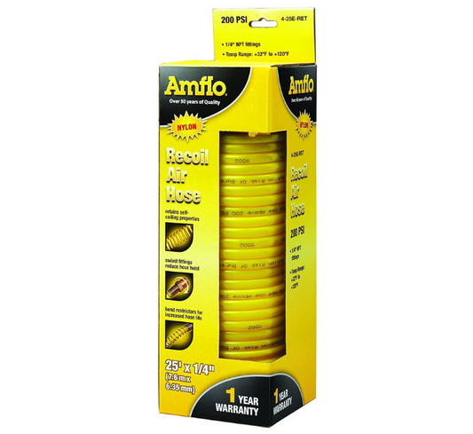 Manguera Retráctil de Aire NPT 1/4" X 25 Ft 200 PSI Nylon
