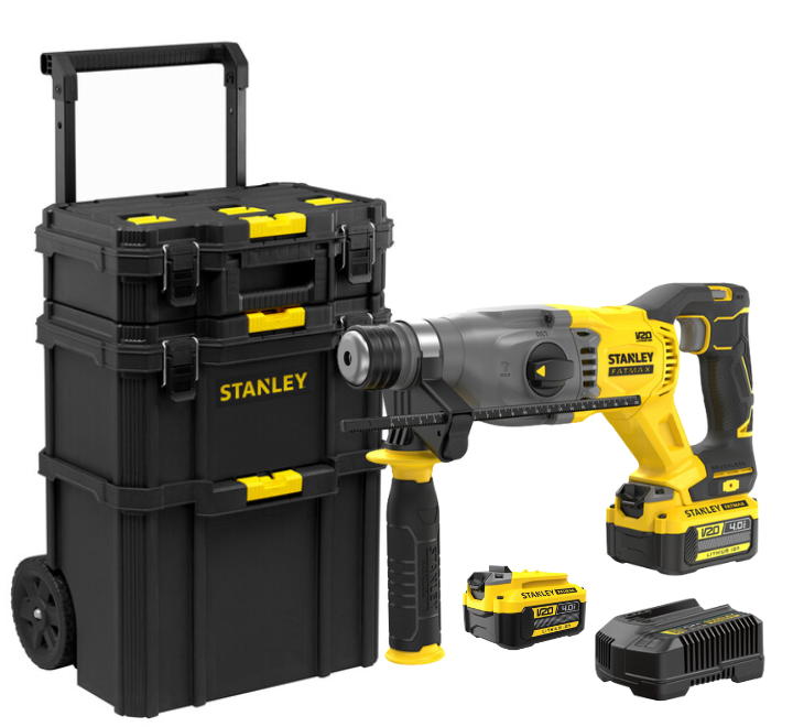 Rotomartillo SDS Plus 20 V 4.0 AH Brushless 2 Baterías + Cargador + STST83319-1 Stanley