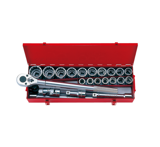 Juego de Socket 3/4" 7/8"-2" 12 Puntas 23 Piezas King Tony