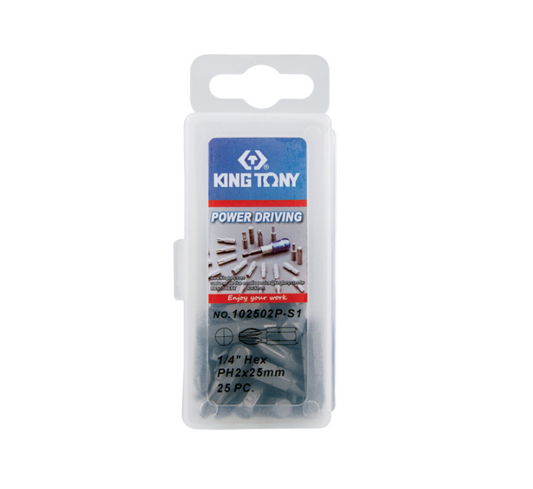 Juego de Puntas Phillips 1/4" N°2 Hex 25 Piezas King Tony